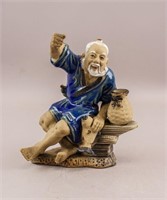Chinese Pottery Carved Fisherman Sculpture