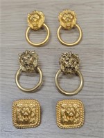 3 Majestic Sets of Lion Head Earrings