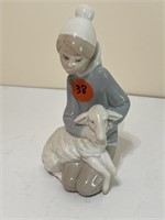 Lladro Girl w/lamb, 5 1/2" tall