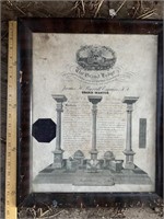 Framed Masonic Document