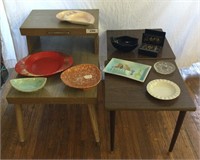 Lot of Mid-Century Step Back Tables & Ashtrays