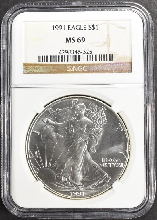 1991 AMERICAN SILVER EAGLE NGC MS69