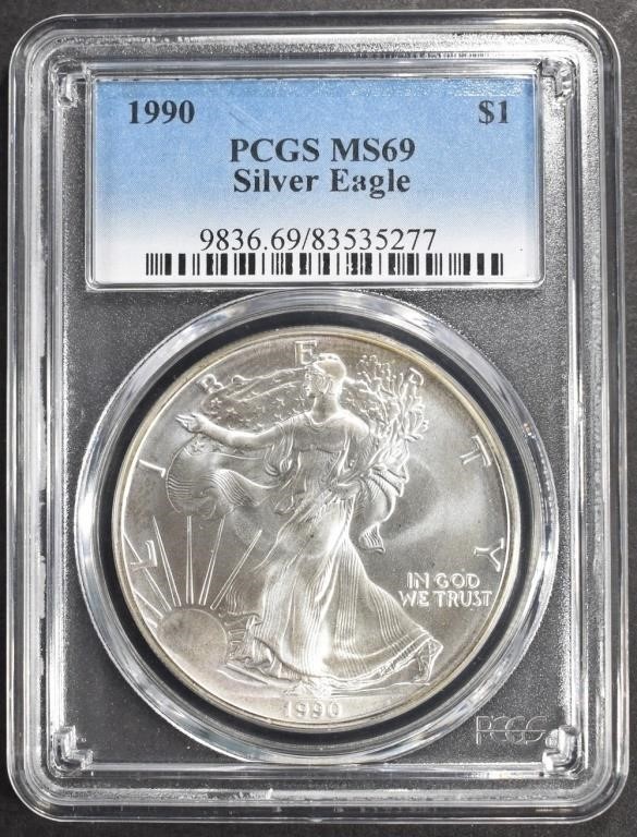 1990 AMERICAN SILVER EAGLE PCGS MS69