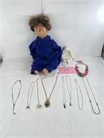 Vintage doll and costume jewelry and more