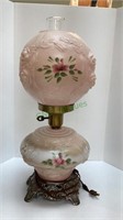 Antique Gone with the Wind-style lamp w/hurricane.