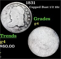 1831 Capped Bust Half Dime 1/2 10c Grades g, good
