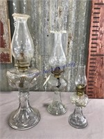 Set of 3 clear kerosene lamps