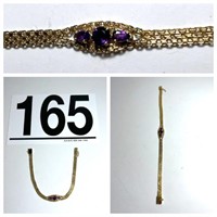 [F] Stamped 14K Gold Amethyst Bracelet [5.10g]