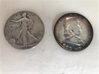 2 Silver Half Dollars