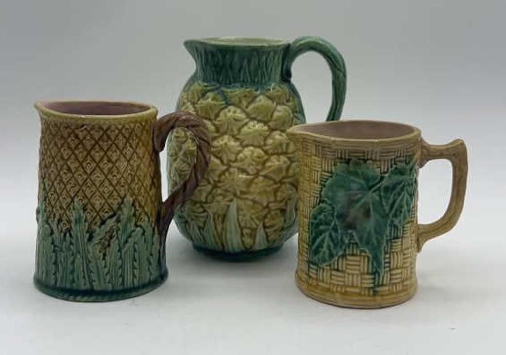 3 VTG Pottery Pitchers: Corn/Pineapple Design