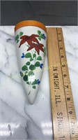 Hand painted Japan flower wall pocket