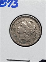 High Grade 1873 Silver Three Cent Piece