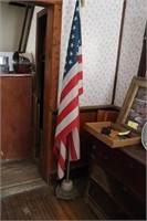 Flag in Vintage Lamp Stand