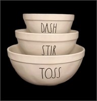 Rae Dunn Toss, Stir, Dash Mixing Bowl Set