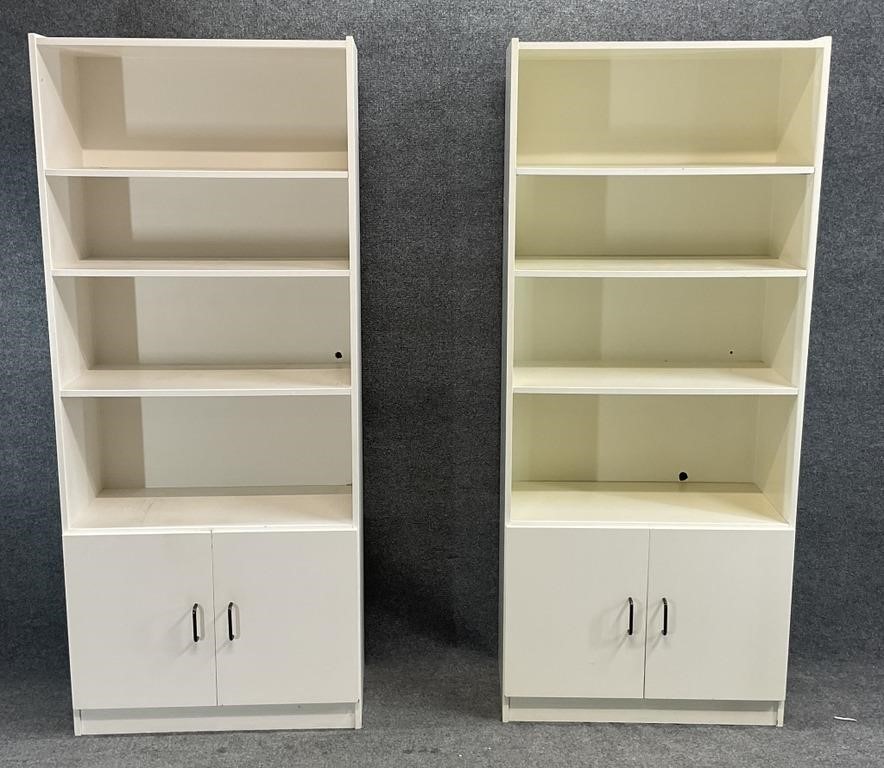 Pair White Painted Bookcases