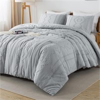 $72 Tufted Comforter Set King (Dark Gray)