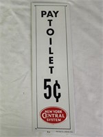 13 x 4 New York Central Toilet Embossed Sign Repop