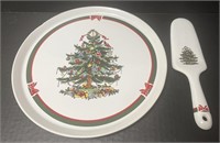 Christmas cake plate and server