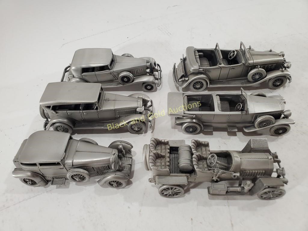 (6) Danbury Mint Greatest Pewter Model Motorcars