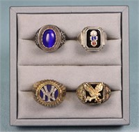 (4) Men's Sterling Silver Rings