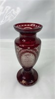Red ornate vase