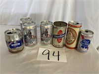7 Beer Cans; 3 Unopened & Sterling Can Has Coins