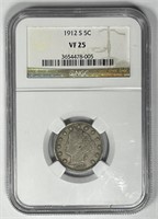 1912-S Liberty Head V Nickel Key Date NGC VF25