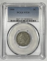 1886 Liberty Head V Nickel Very Fine PCGS VF35