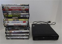 DVD Player + 19 DVDs