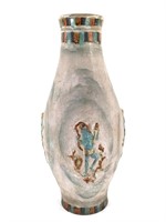 1920s Keramos Austrian Vase w Blue Nudes 21" H