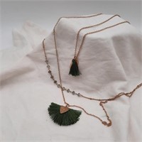 Unusual 3 Strand Delicate Mixed Materials Necklace