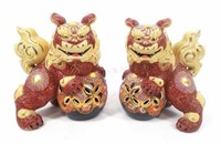 (2) Japanese Handpainted Porcelain Kutani Foo Dogs