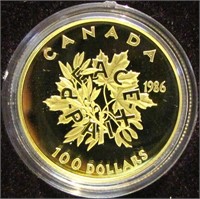 $100 GOLD COIN RCM1986 INTERNATIONAL YEAR OF PEACE
