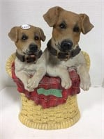 Resin Planter - Puppies in Basket 14 " Tall