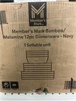 MM bamboo Melamine 12 pc dinnerware set - navy