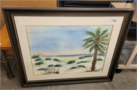 SIGNED BEACH SCENE WATER COLOR