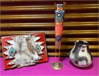 Southwest Style Copper Tone Figurine, Vase ++