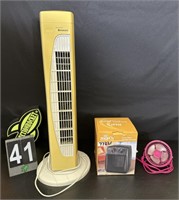 Oscillating Fan, Space Heater and Mini Desk Fan