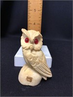 Salt Stone Owl Figurine - Chip on Eyebrow