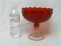 Indiana Glass Ruby Flash Over Clear Open Compote
