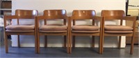 Set of Four Pink Upholstered Oak Boling Chairs