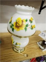Floral Elec. Hurricane Style Lamp - 14 1/2"H