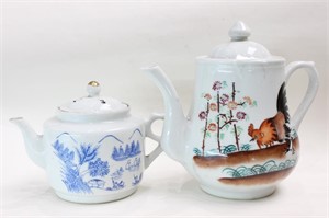Two Chinese Export Porcelain Teapots,Mark