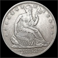 1853 Arws & Rays Seated Liberty Half Dollar
