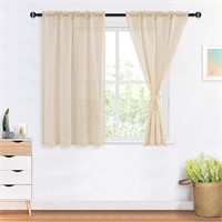 (42x45inch) Beige Linen Semi Sheer Curtains