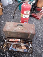 Fire extinguisher, craftsmen toolbox with