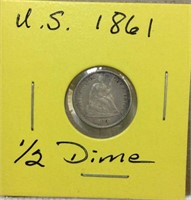 Rare GemB.U. 1861 Half Dime