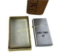 Early Times Advertising Lighter Stainless Barlow