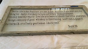 Vintage window frame with writing on glass