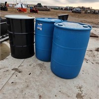 1 steel and 2 plastic 40 gallon drums